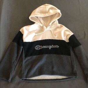 Striped Champion slightly cropped hoodie